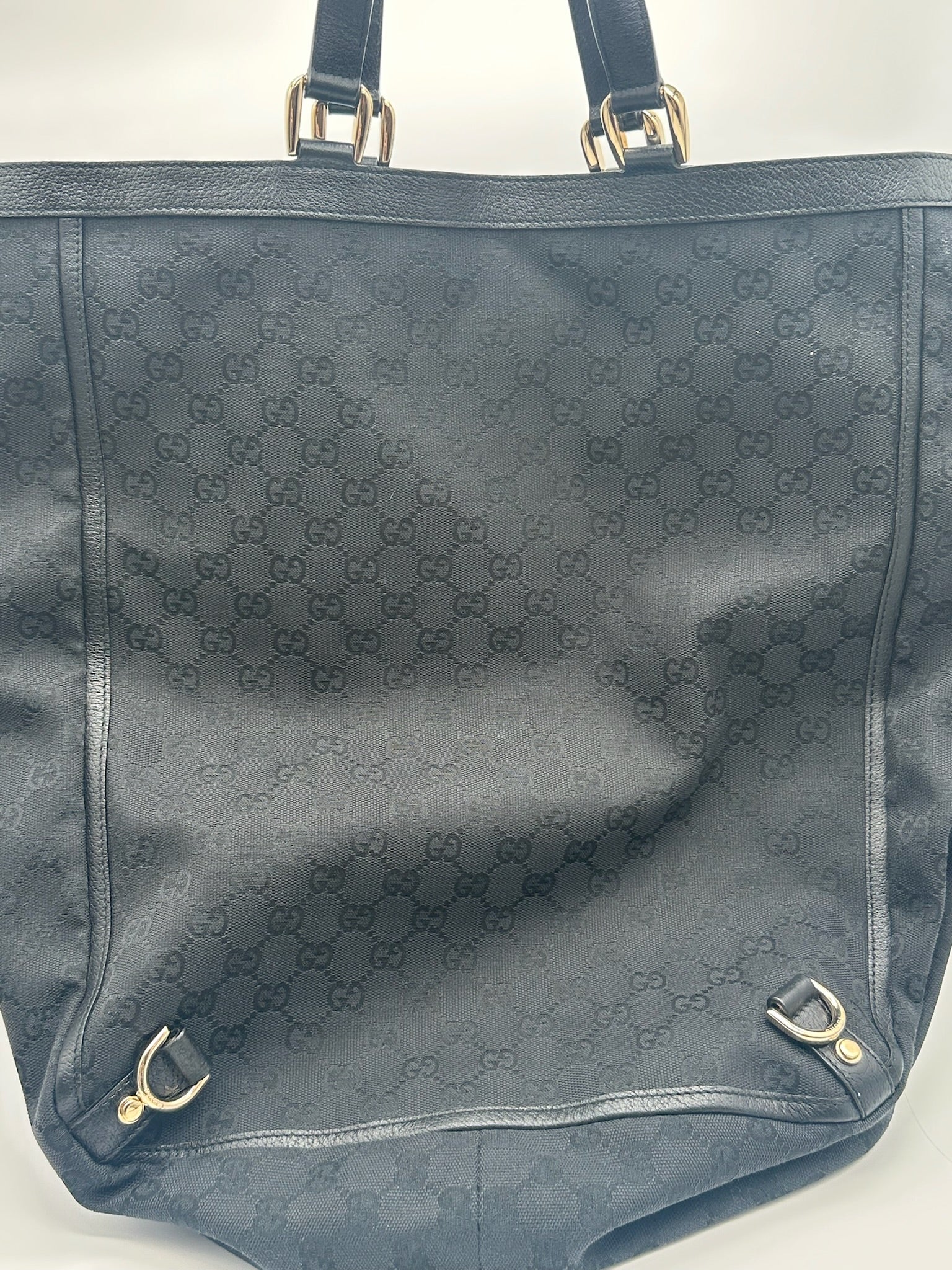 Gucci Borsa Abbey D-Ring Tote Bag misura grande in tela GG Supreme nera