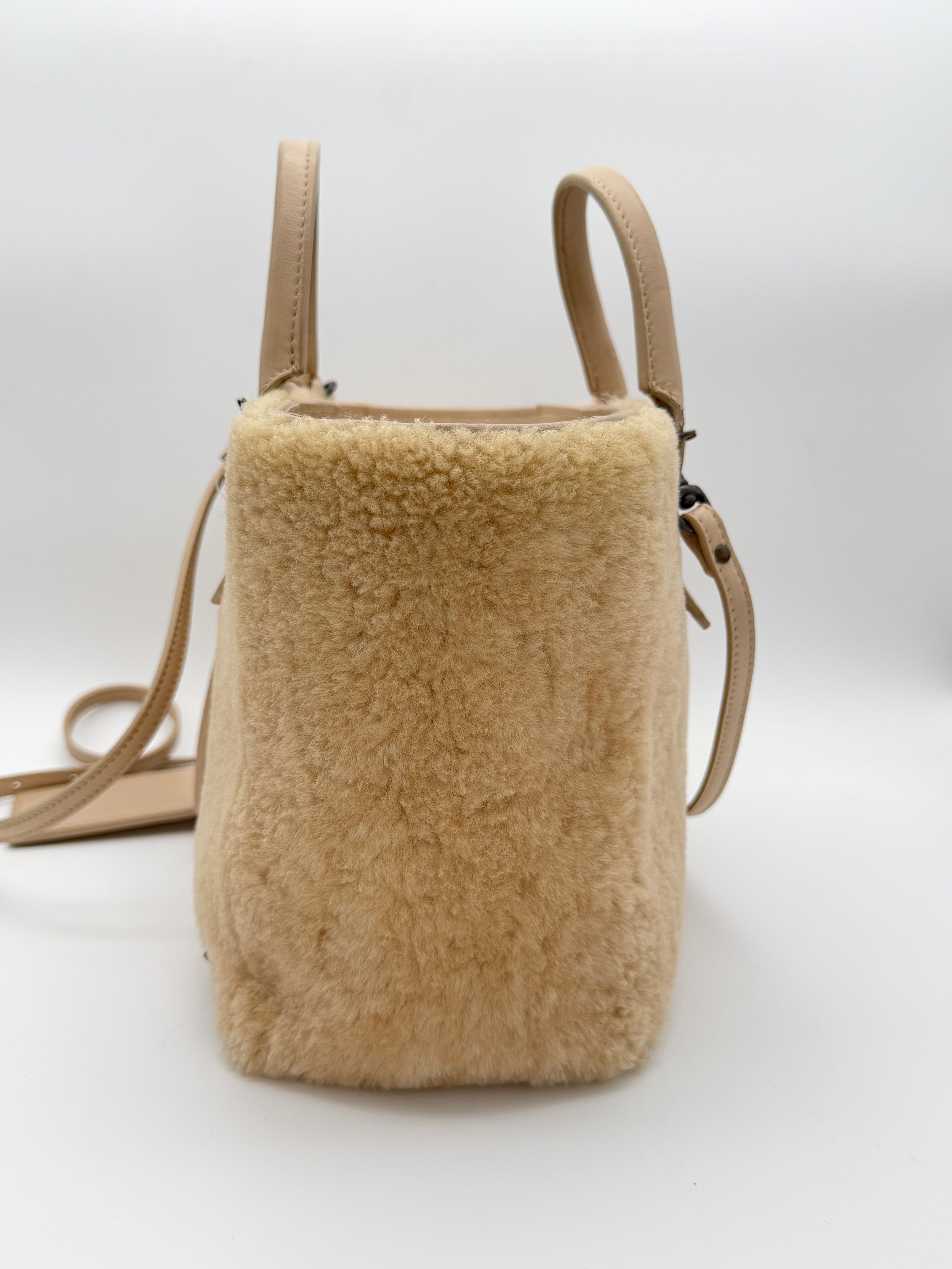 Balenciaga Papier A6 Zip Around in Beige "Tapioca" Shearling Medium Size