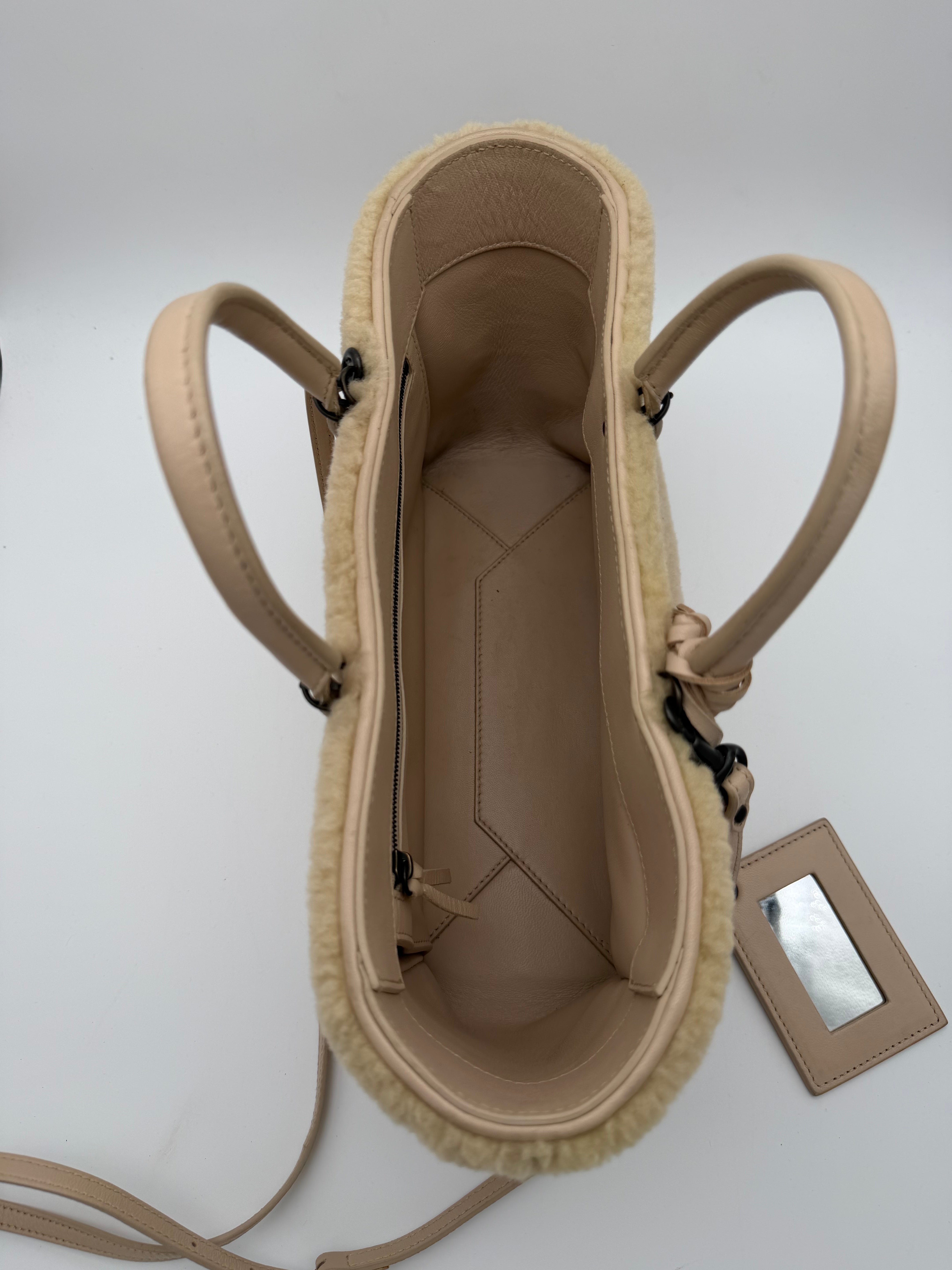 Balenciaga Papier A6 Zip Around in Beige "Tapioca" Shearling Medium Size