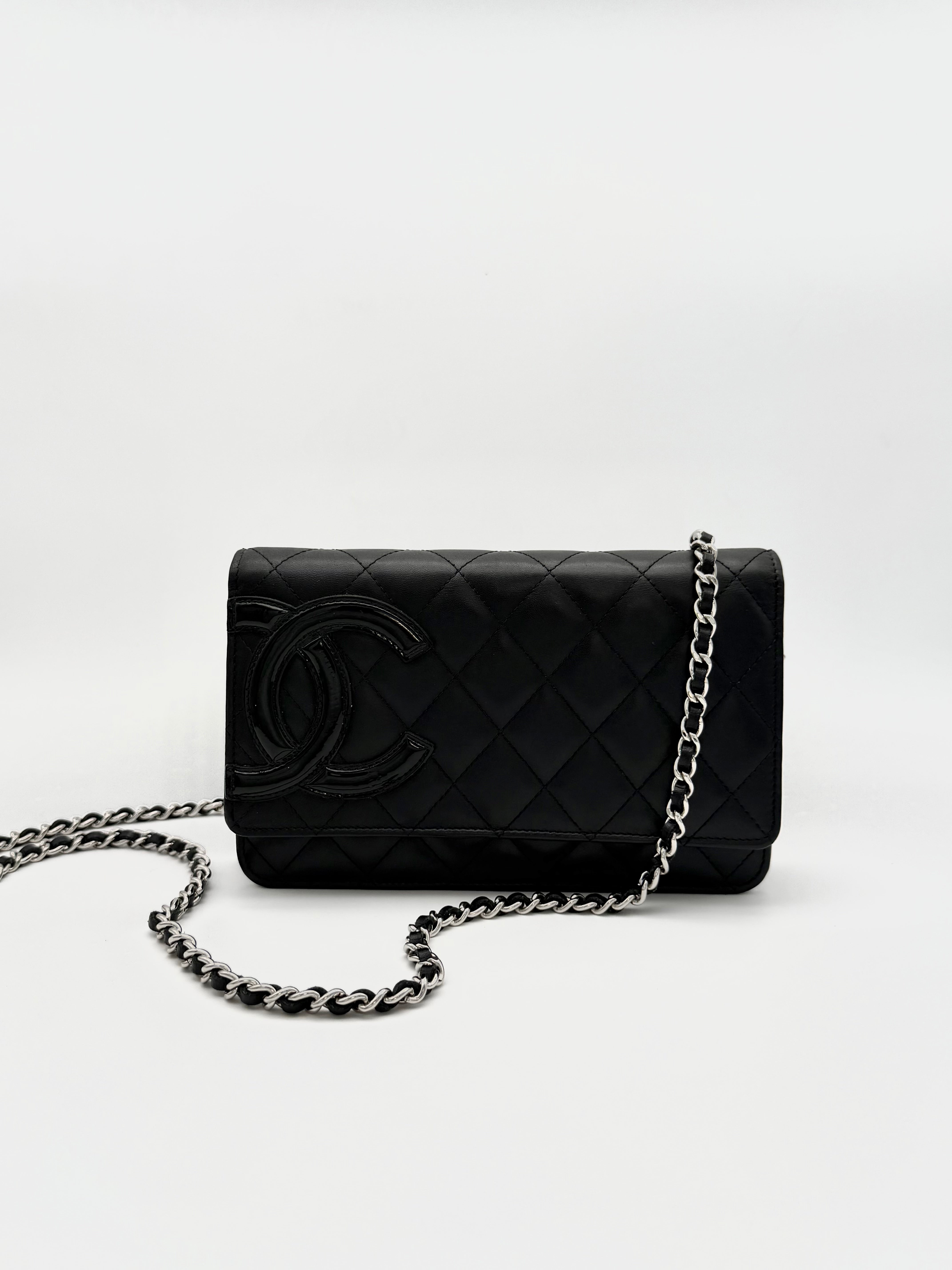 Chanel Cambon Wallet on Chain collezione Cambon Ligne in pelle di agnello nera