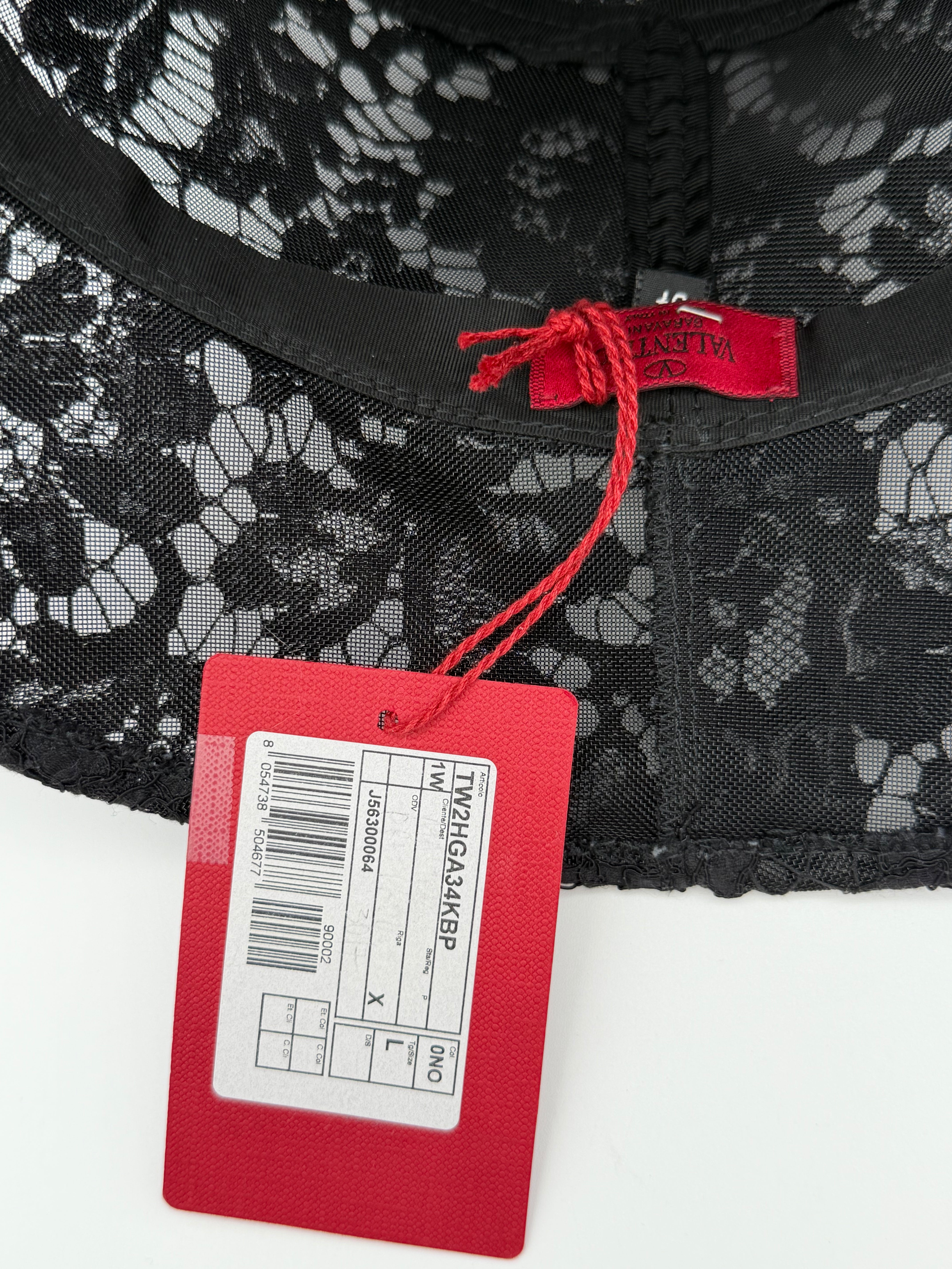 Valentino Garavani Cappello a secchiello in rete floreale di misto cotone nero in pizzo