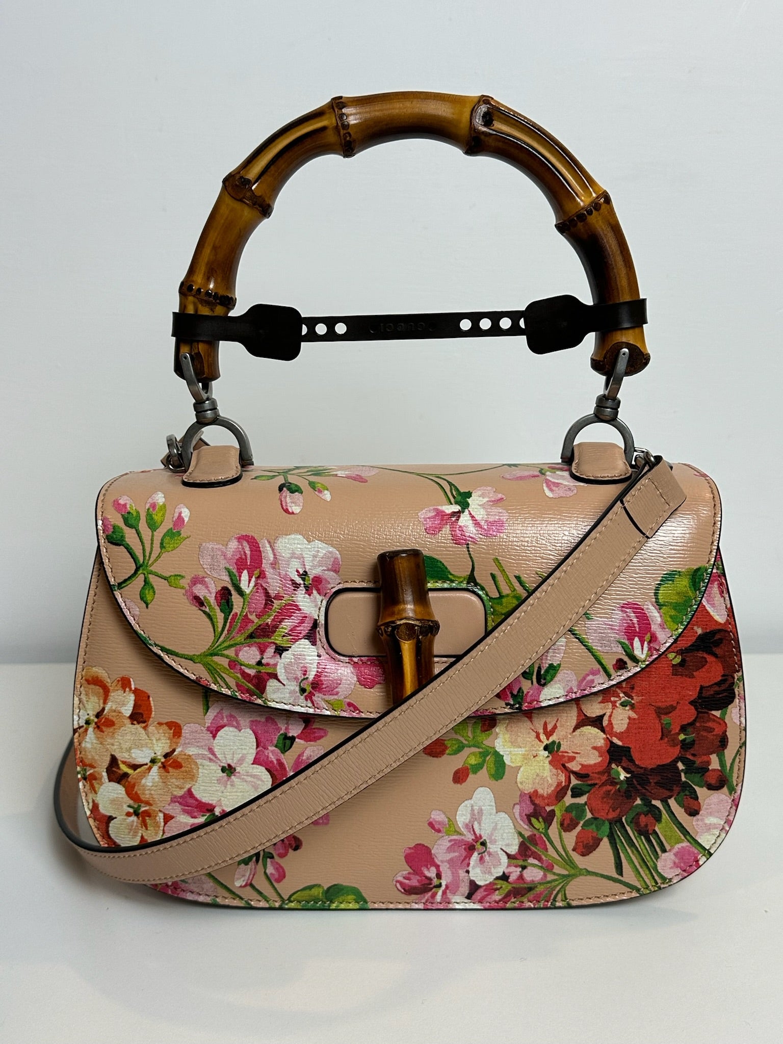 Gucci Borsa Edizione Limitata Bloom Museo in pelle cipria e stampa floreale e bambù