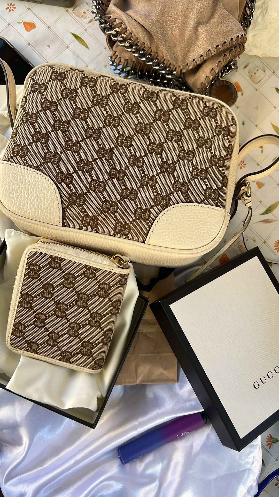 Gucci Camera bag Bree inserti in pelle con portafoglio compatto in set