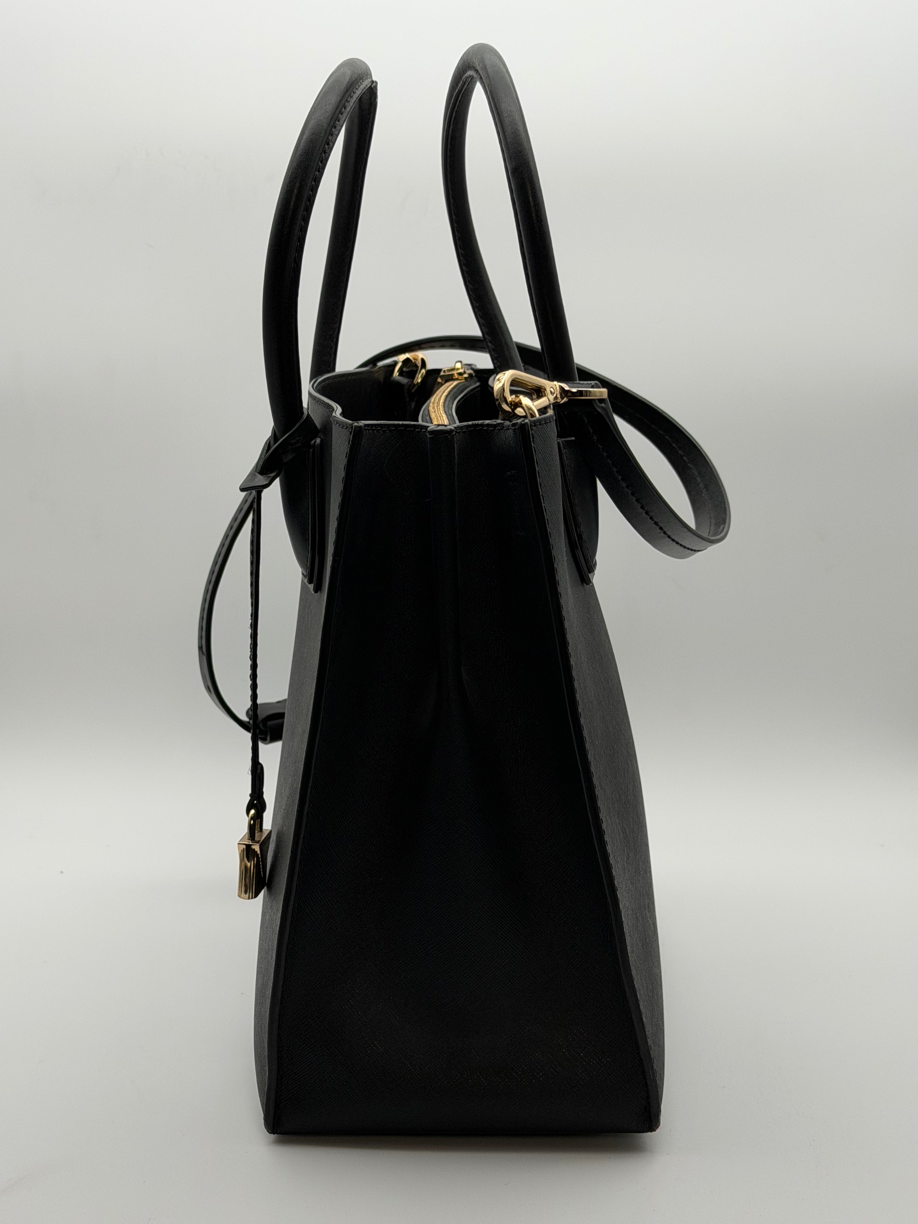 Michael Kors Mercer Medium Saffiano Leather Crossbody Tote Bag Black