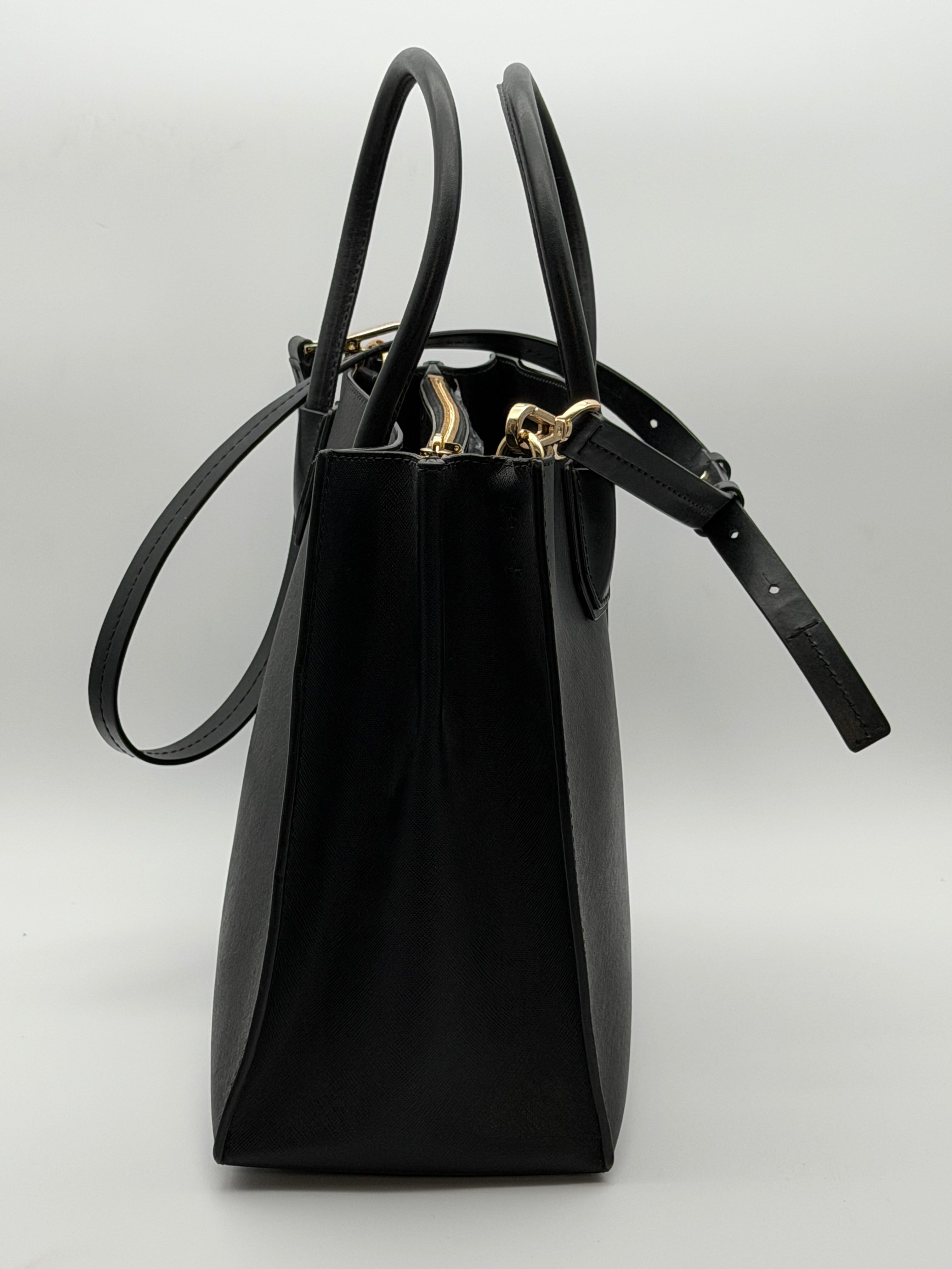 Michael Kors Mercer Medium Saffiano Leather Crossbody Tote Bag Black
