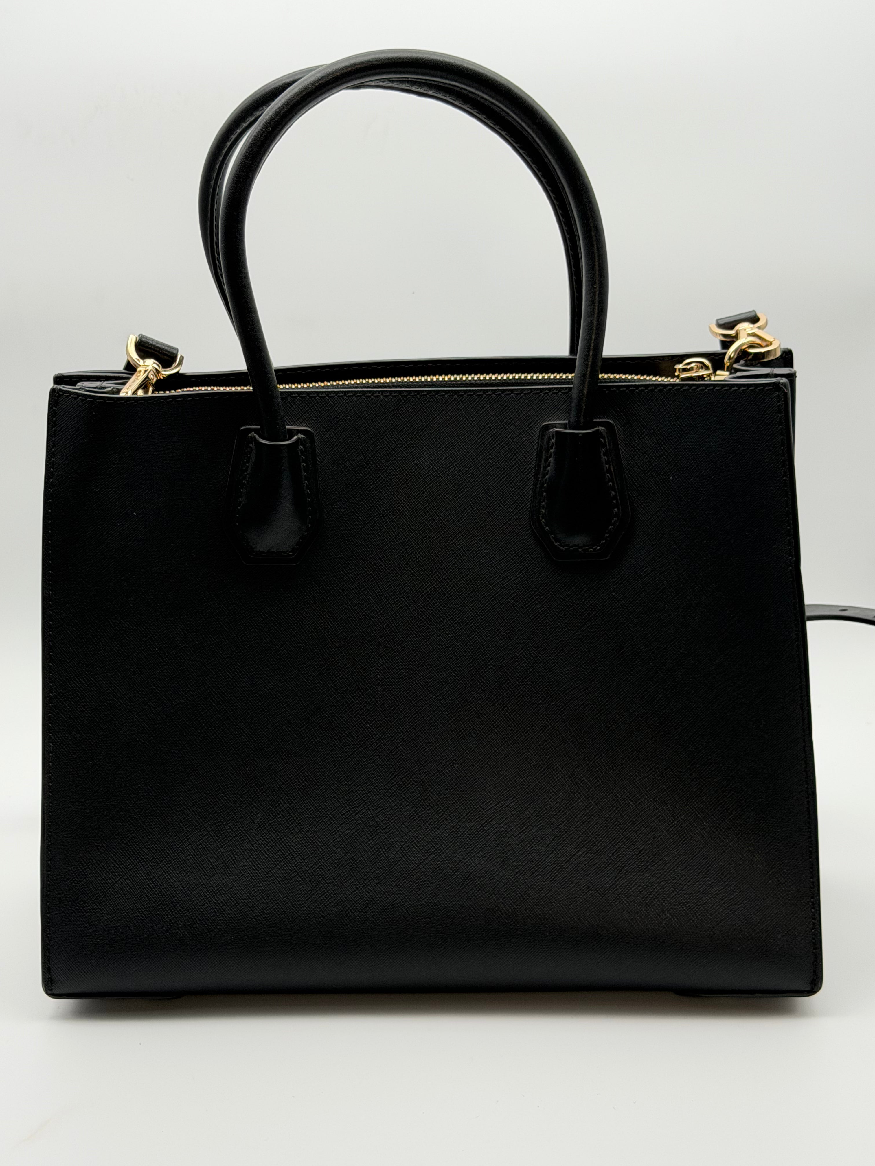 Michael Kors Mercer Medium Saffiano Leather Crossbody Tote Bag Black