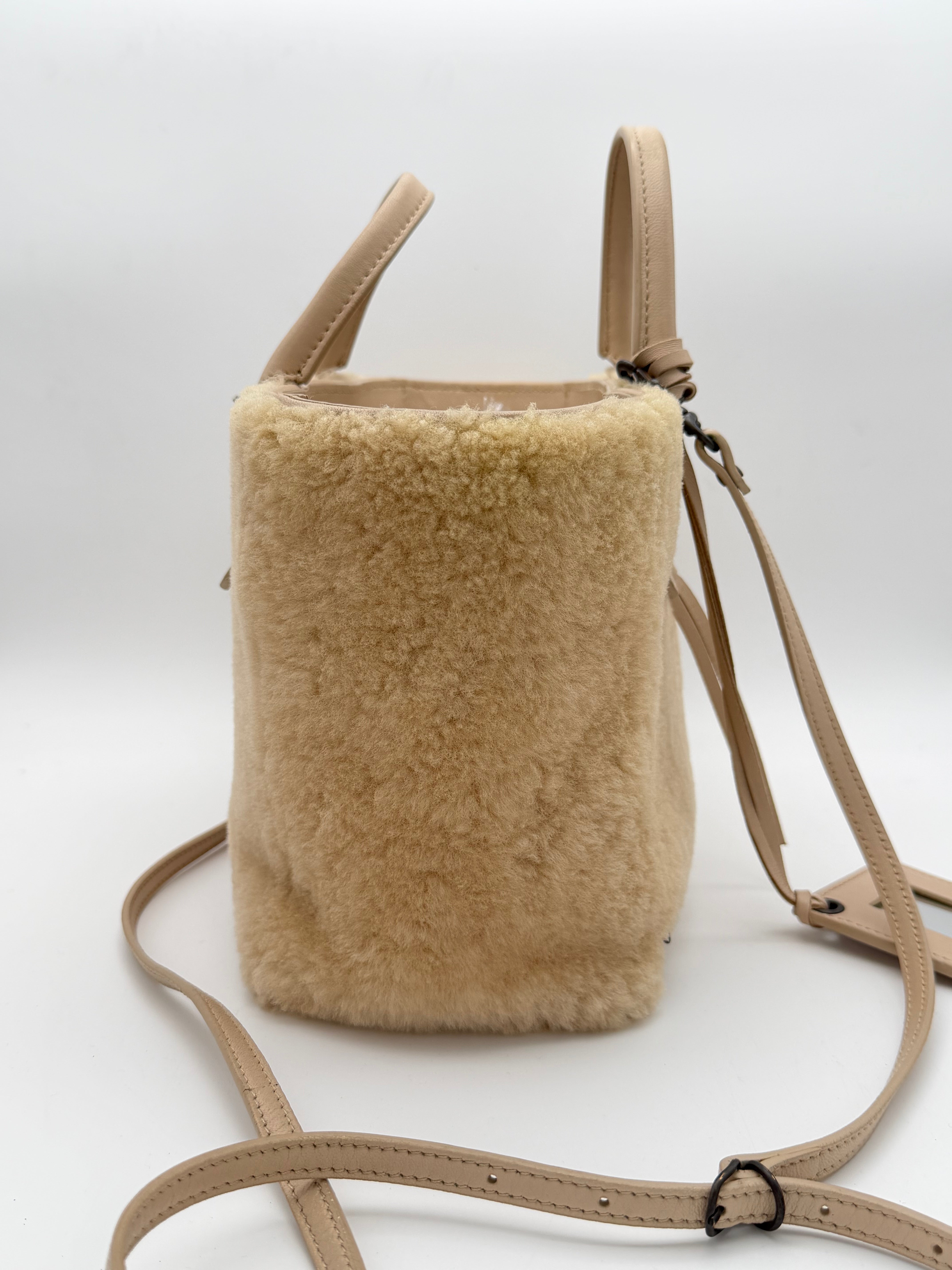 Balenciaga Papier A6 Zip Around in Beige "Tapioca" Shearling Medium Size
