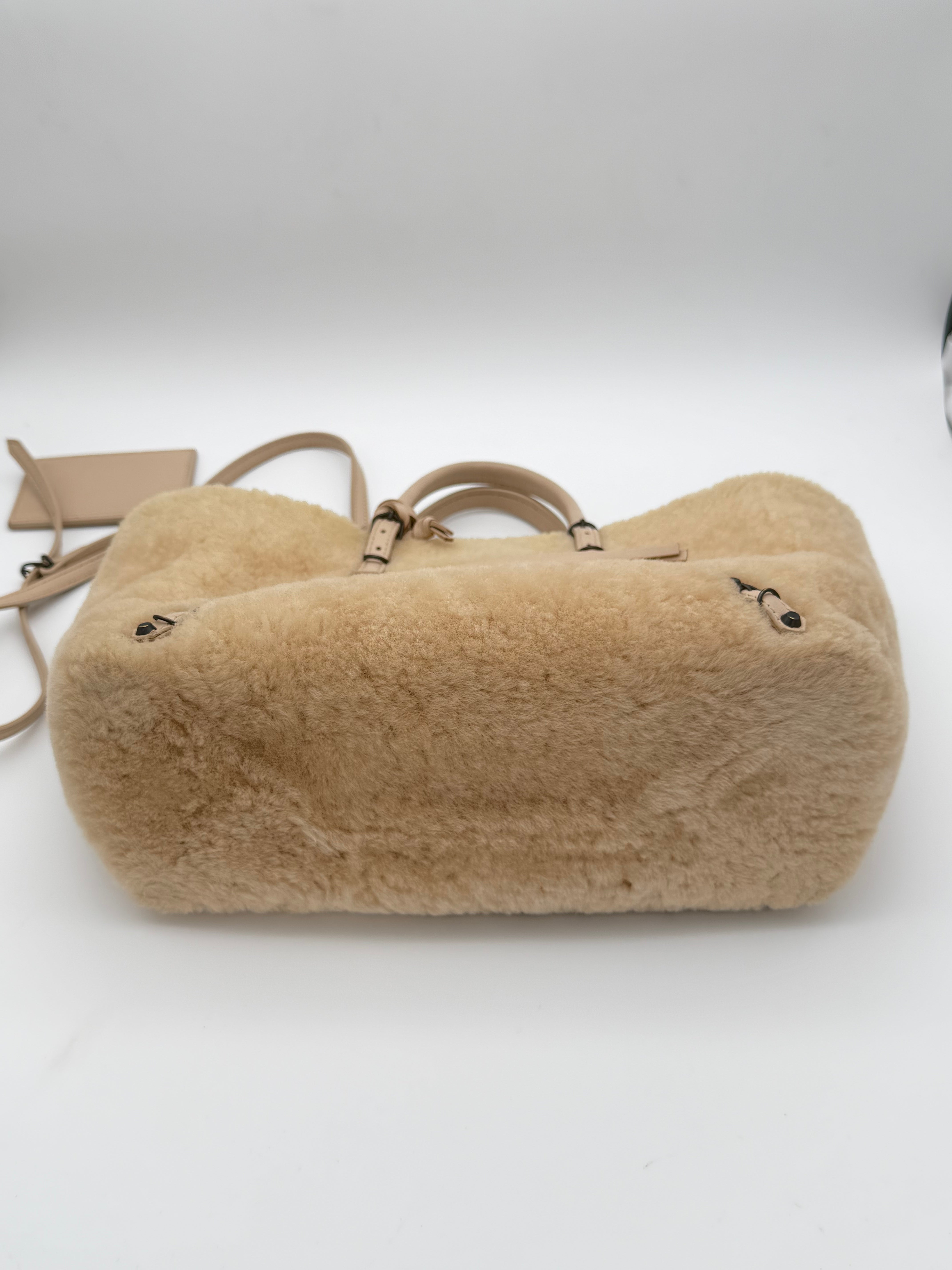 Balenciaga Papier A6 Zip Around in Beige "Tapioca" Shearling Medium Size