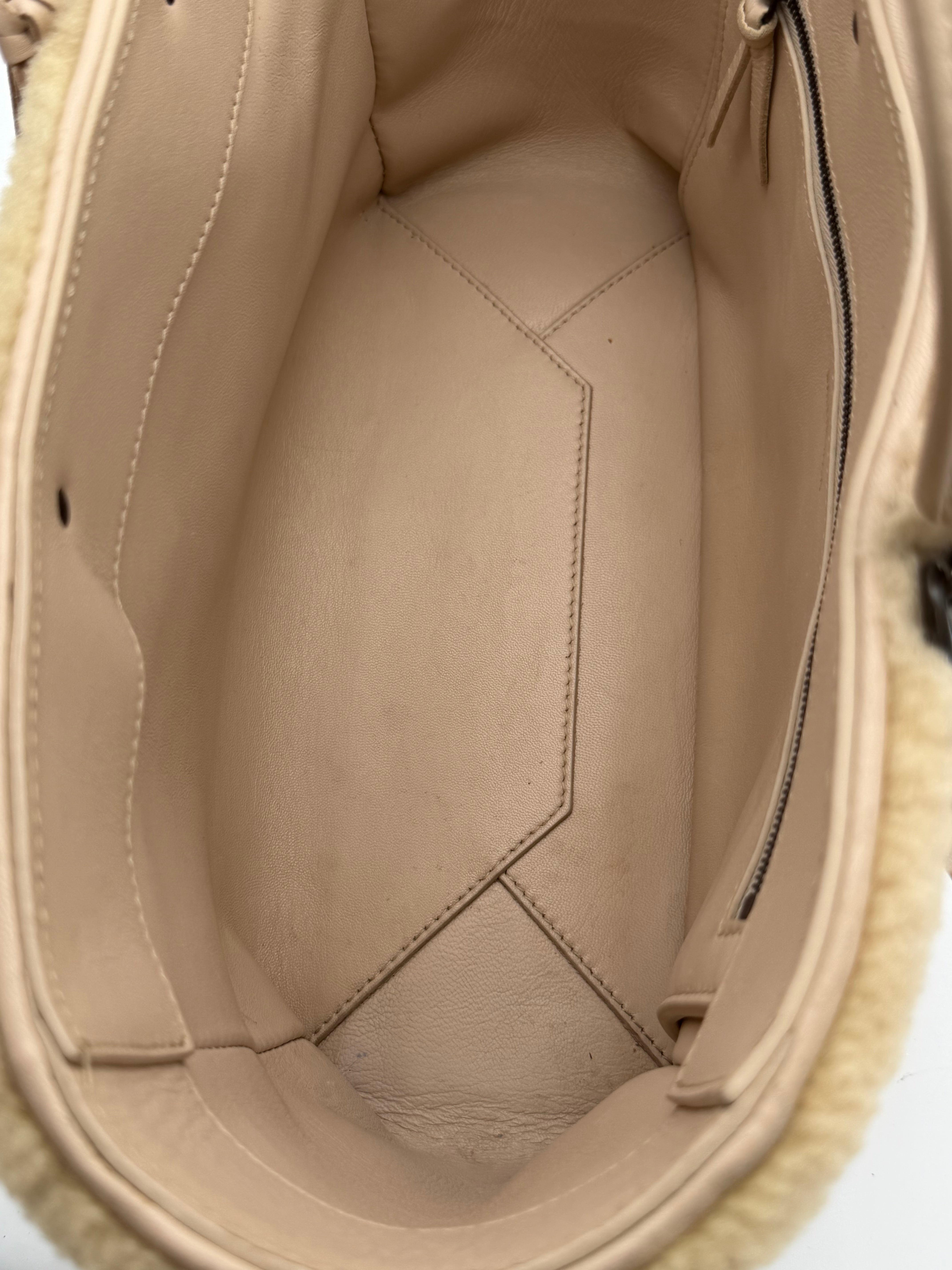Balenciaga Papier A6 Zip Around in Beige "Tapioca" Shearling Medium Size