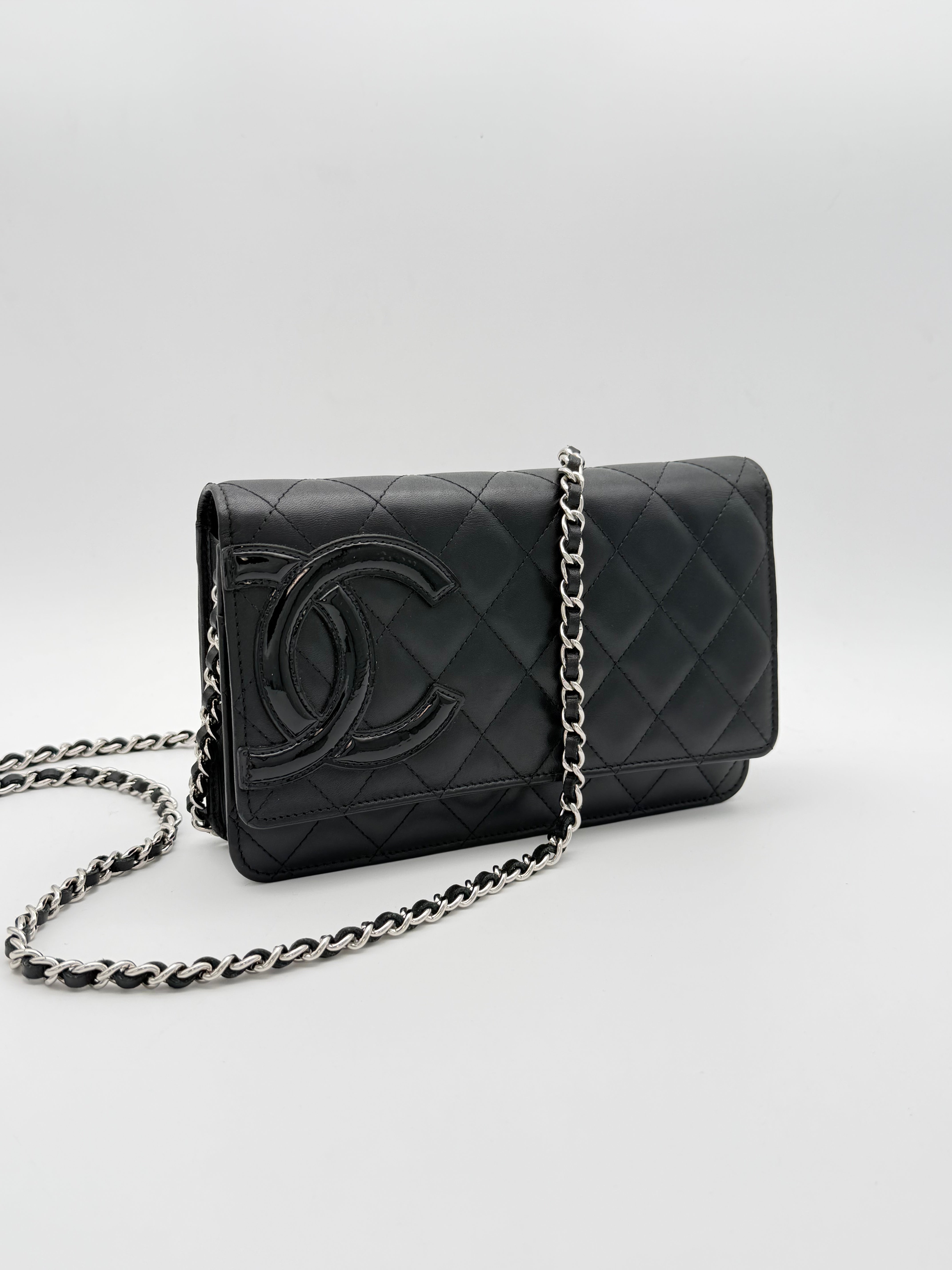Chanel Cambon Wallet on Chain collezione Cambon Ligne in pelle di agnello nera