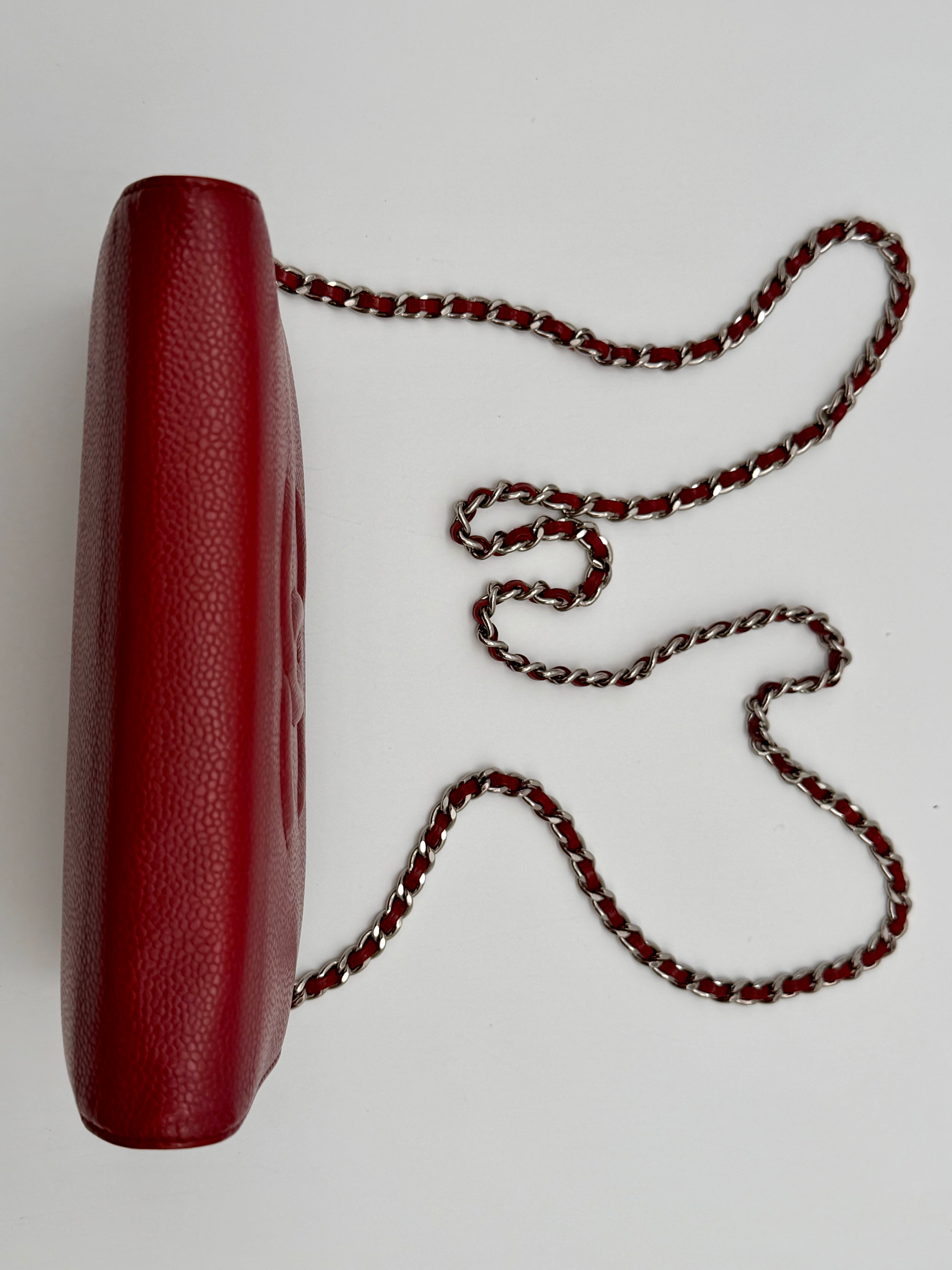 Chanel Wallet on Chain Timeless Double C in pelle di vitello Caviar rossa