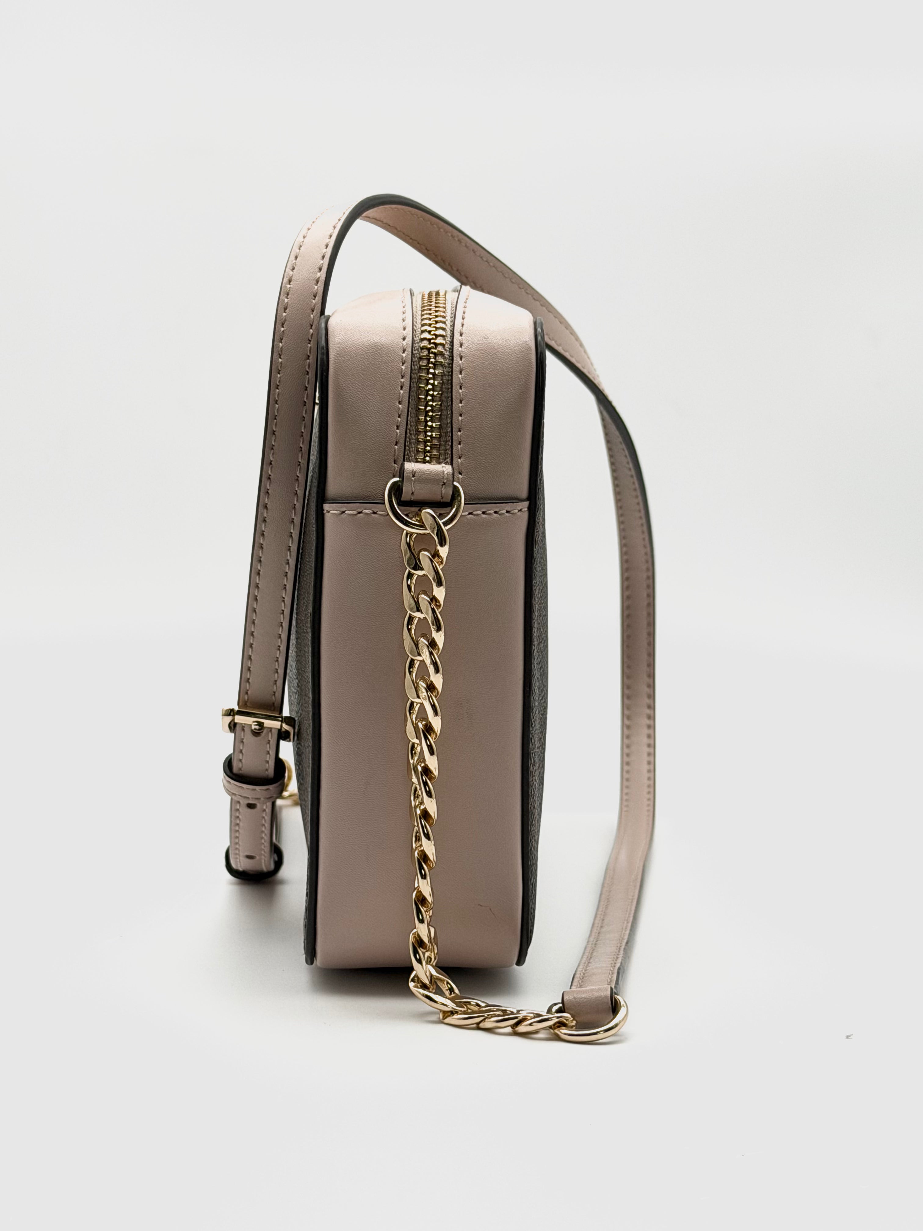 Michael Kors Borsa Jet Set Camera Bag Medium in Edizione a Righe e stampa MK All-Over