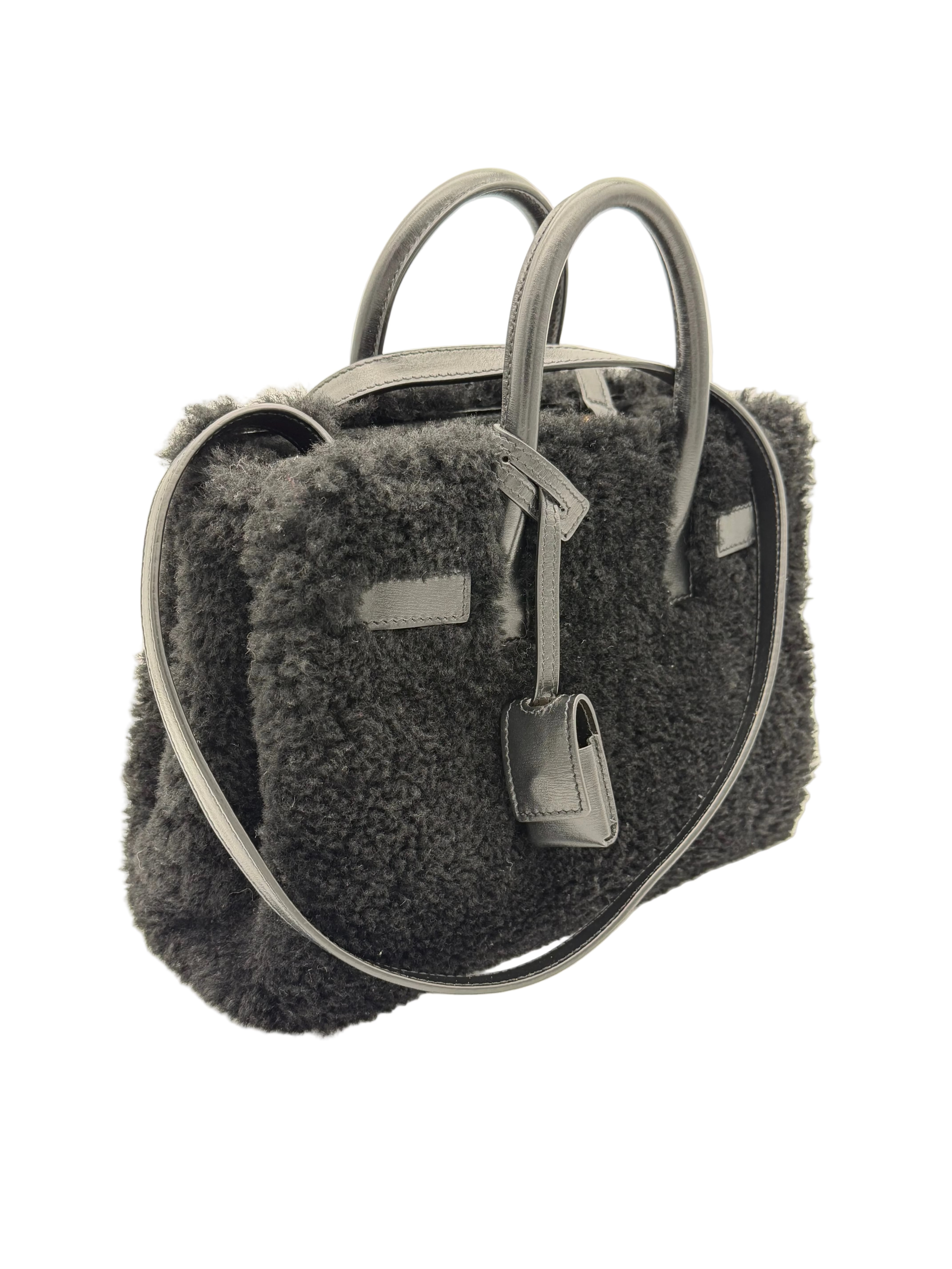 Saint Laurent Sac De Jour Nano in montone nero