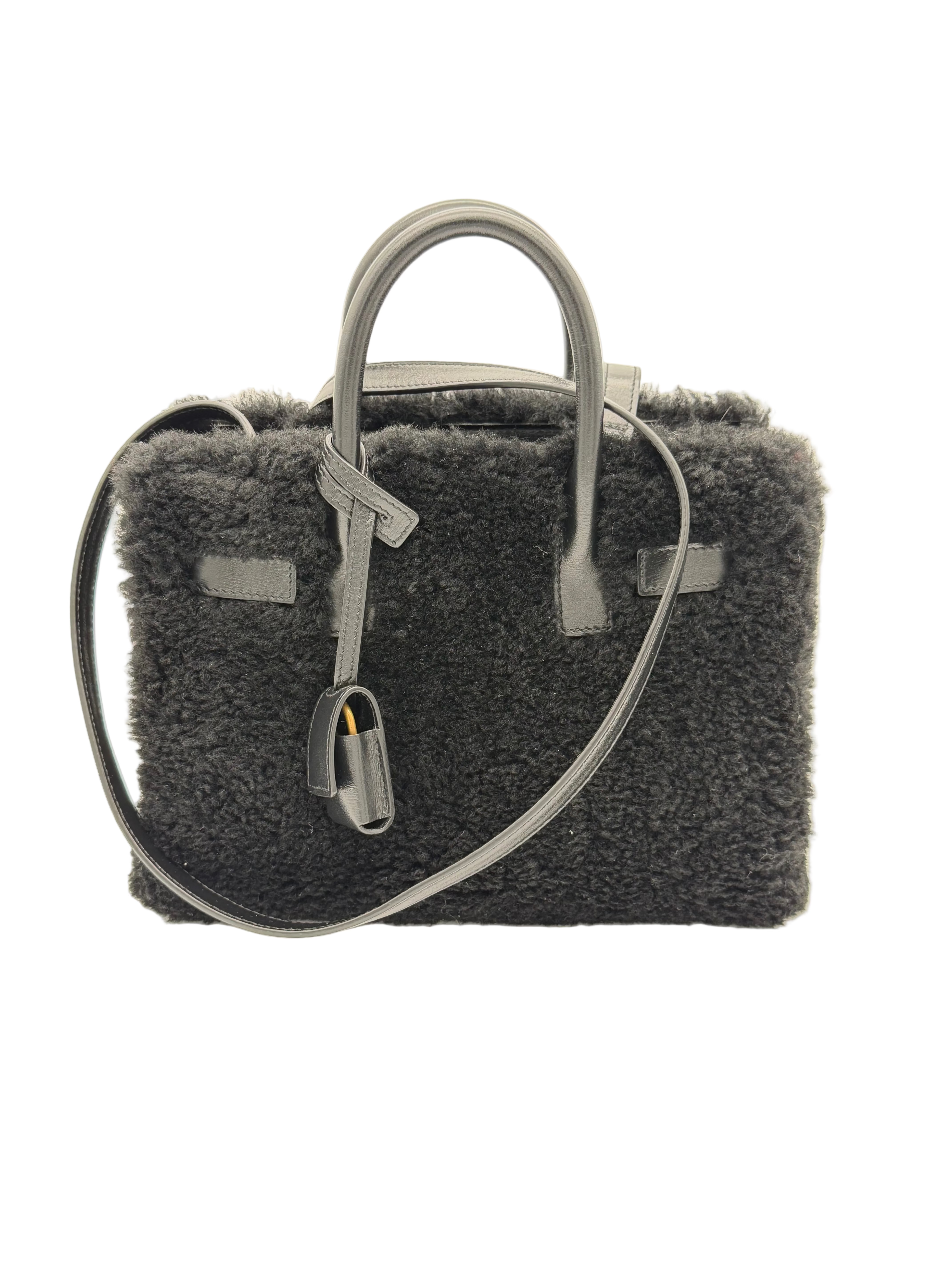 Saint Laurent Sac De Jour Nano in montone nero