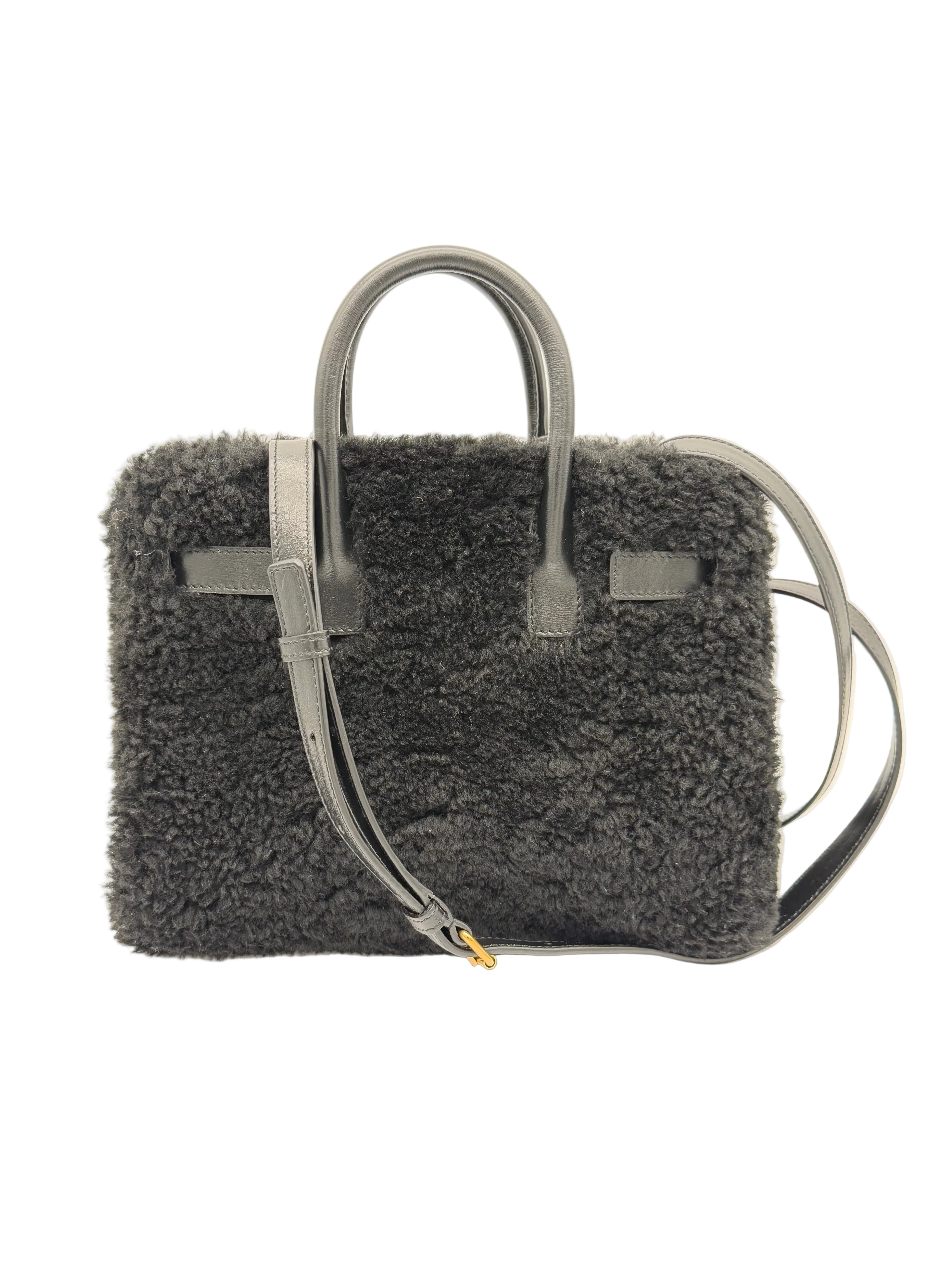 Saint Laurent Sac De Jour Nano in montone nero