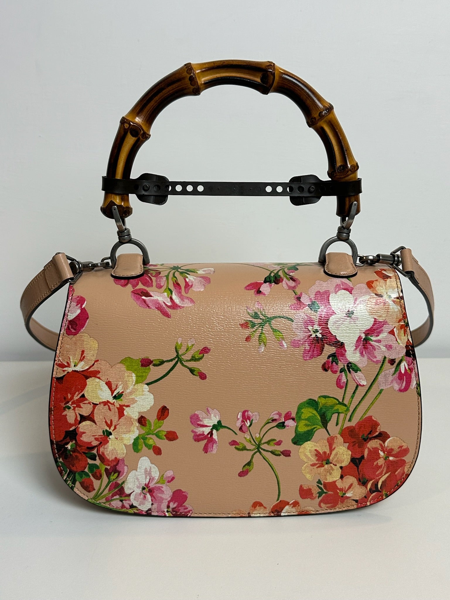 Gucci Limited Edition Bloom Museum Bag in powder leather with floral print and bamboo