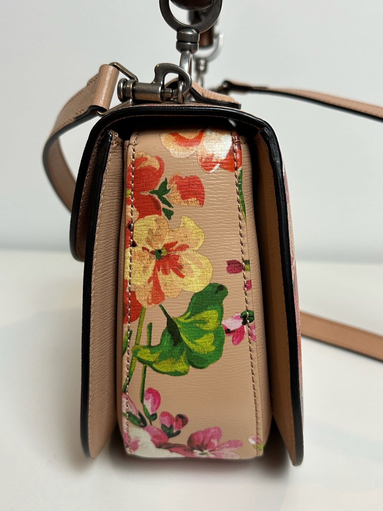 Gucci Limited Edition Bloom Museum Bag in powder leather with floral print and bamboo