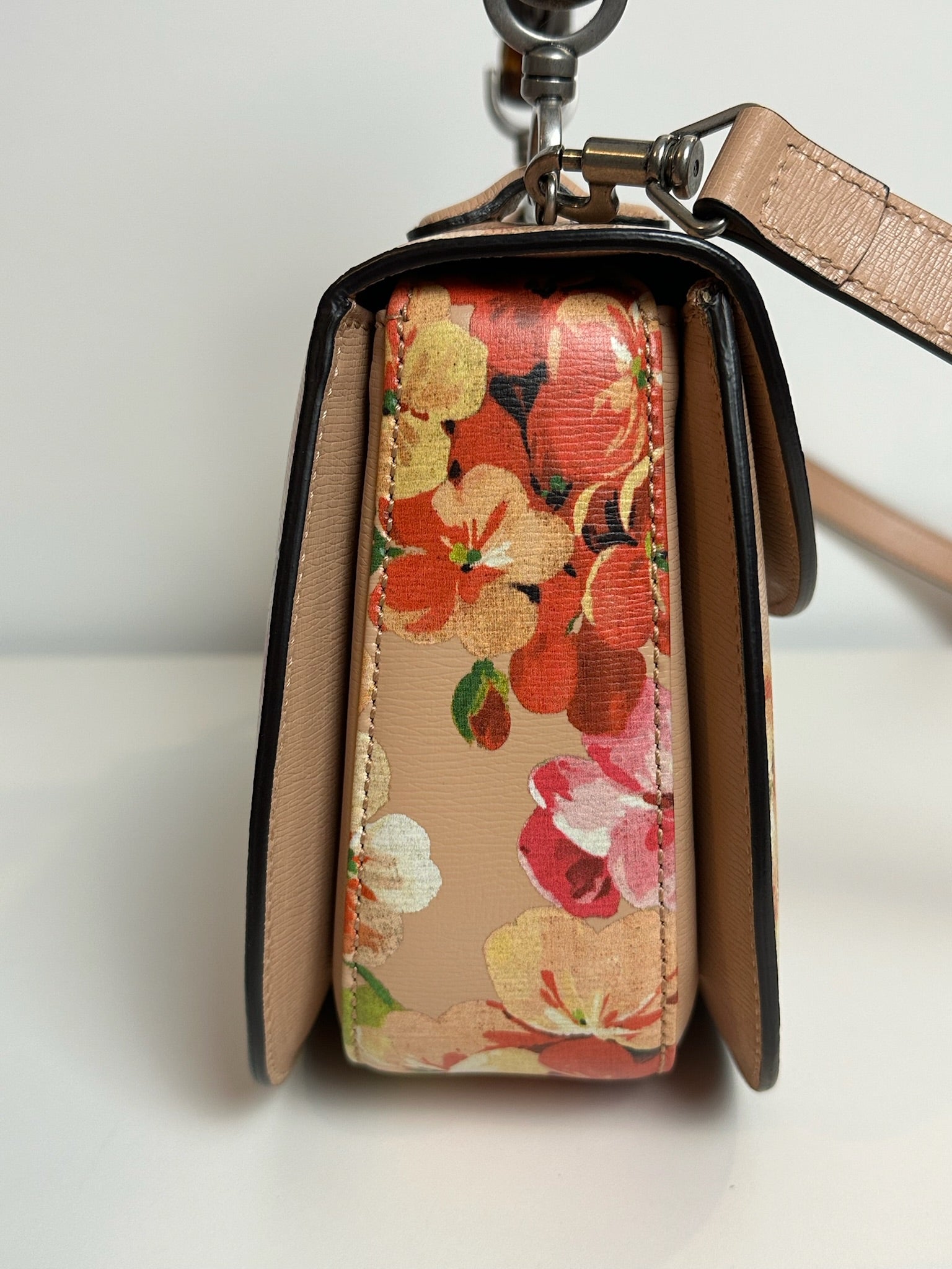 Gucci Limited Edition Bloom Museum Bag in powder leather with floral print and bamboo
