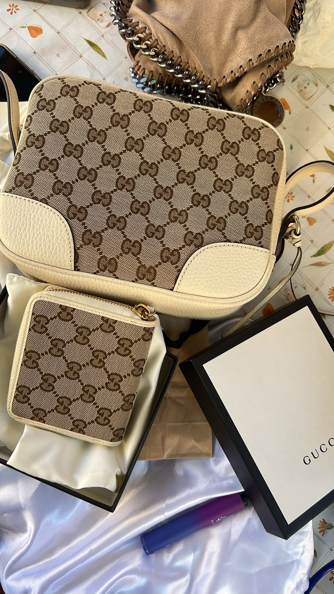 Gucci Camera bag Bree inserti in pelle con portafoglio compatto  in set